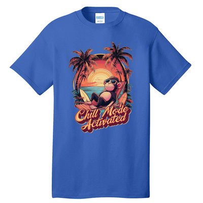 Chill Mode Activated Funny Monkey With Sunglasses Vacay Vibe Gift Tall T-Shirt