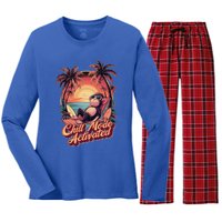 Chill Mode Activated Funny Monkey With Sunglasses Vacay Vibe Gift Women's Long Sleeve Flannel Pajama Set 