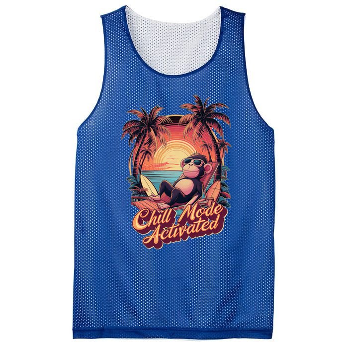 Chill Mode Activated Funny Monkey With Sunglasses Vacay Vibe Gift Mesh Reversible Basketball Jersey Tank