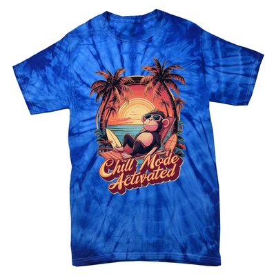 Chill Mode Activated Funny Monkey With Sunglasses Vacay Vibe Gift Tie-Dye T-Shirt