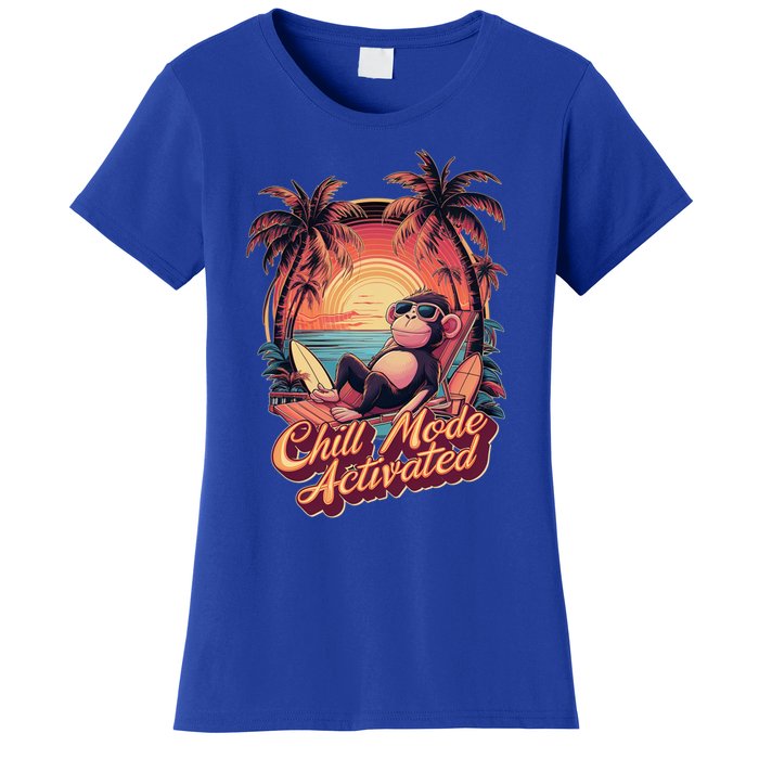 Chill Mode Activated Funny Monkey With Sunglasses Vacay Vibe Gift Women's T-Shirt