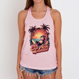 Chill Mode Activated Funny Monkey With Sunglasses Vacay Vibe Gift Women's Knotted Racerback Tank