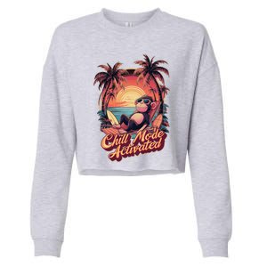 Chill Mode Activated Funny Monkey With Sunglasses Vacay Vibe Gift Cropped Pullover Crew