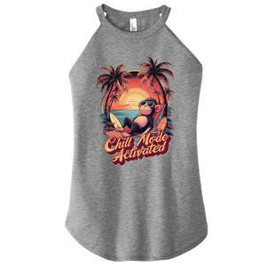 Chill Mode Activated Funny Monkey With Sunglasses Vacay Vibe Gift Women's Perfect Tri Rocker Tank