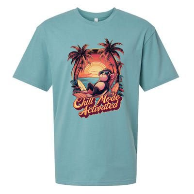 Chill Mode Activated Funny Monkey With Sunglasses Vacay Vibe Gift Sueded Cloud Jersey T-Shirt