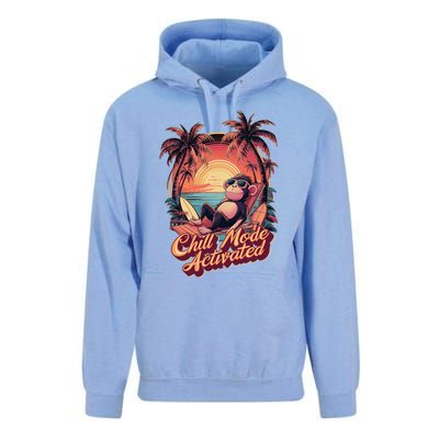 Chill Mode Activated Funny Monkey With Sunglasses Vacay Vibe Gift Unisex Surf Hoodie