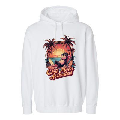 Chill Mode Activated Funny Monkey With Sunglasses Vacay Vibe Gift Garment-Dyed Fleece Hoodie