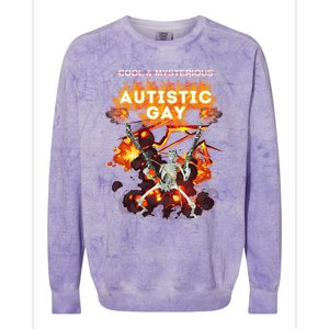 Cool Mysterious Autistic Gay Hard Skeleton Meme Colorblast Crewneck Sweatshirt