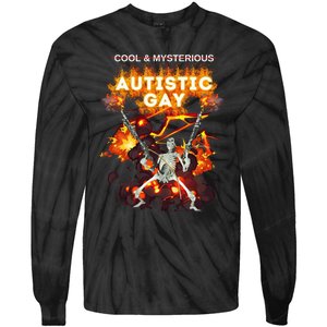 Cool Mysterious Autistic Gay Hard Skeleton Meme Tie-Dye Long Sleeve Shirt