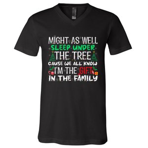 Christmas Might As Well Sleep Under Tree Christmas V-Neck T-Shirt