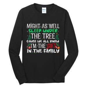 Christmas Might As Well Sleep Under Tree Christmas Tall Long Sleeve T-Shirt