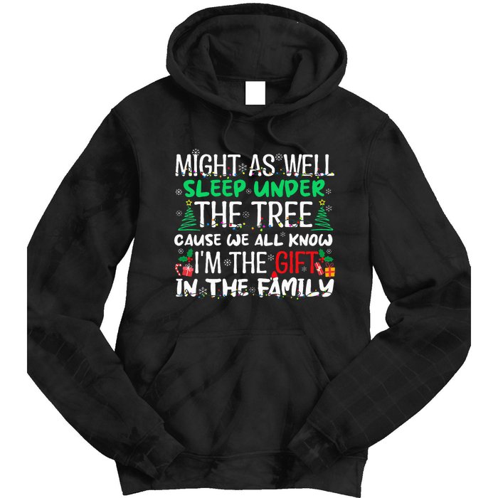 Christmas Might As Well Sleep Under Tree Christmas Tie Dye Hoodie