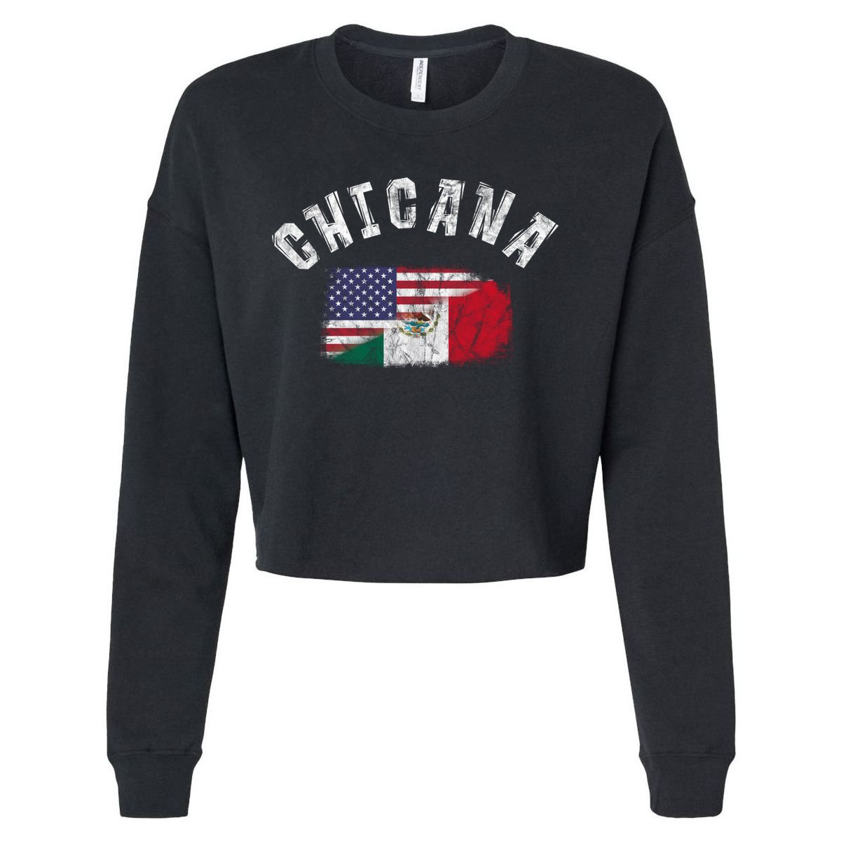 Chicana Mexican American Flag Mexico United States Latina Meaningful Gift Cropped Pullover Crew