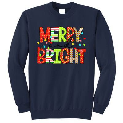 Cute Merry And Bright Christmas Lights Funny Xmas Women Tall Sweatshirt