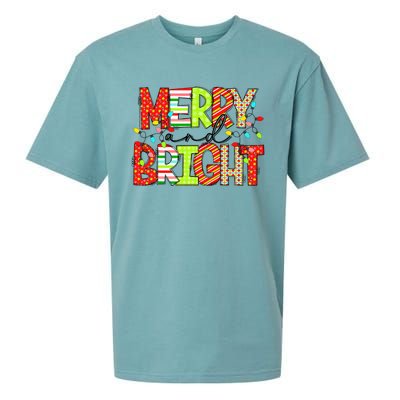 Cute Merry And Bright Christmas Lights Funny Xmas Women Sueded Cloud Jersey T-Shirt