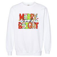 Cute Merry And Bright Christmas Lights Funny Xmas Women Garment-Dyed Sweatshirt