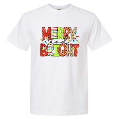 Cute Merry And Bright Christmas Lights Funny Xmas Women Garment-Dyed Heavyweight T-Shirt