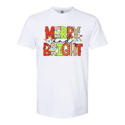 Cute Merry And Bright Christmas Lights Funny Xmas Women Softstyle CVC T-Shirt