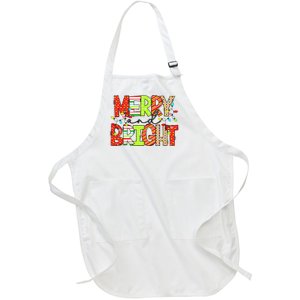 Cute Merry And Bright Christmas Lights Funny Xmas Women Full-Length Apron With Pockets