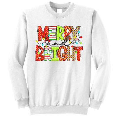 Cute Merry And Bright Christmas Lights Funny Xmas Women Sweatshirt