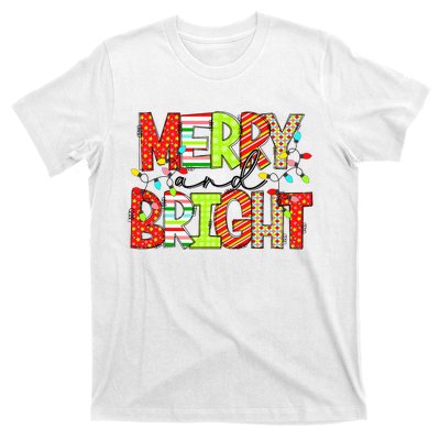 Cute Merry And Bright Christmas Lights Funny Xmas Women T-Shirt