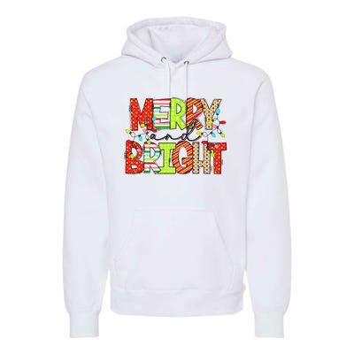 Cute Merry And Bright Christmas Lights Funny Xmas Women Premium Hoodie