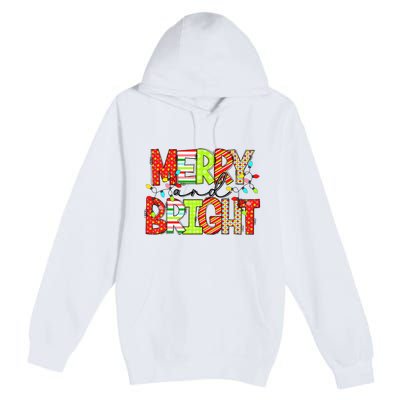 Cute Merry And Bright Christmas Lights Funny Xmas Women Premium Pullover Hoodie