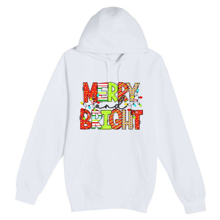 Cute Merry And Bright Christmas Lights Funny Xmas Women Premium Pullover Hoodie