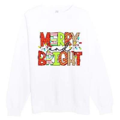 Cute Merry And Bright Christmas Lights Funny Xmas Women Premium Crewneck Sweatshirt