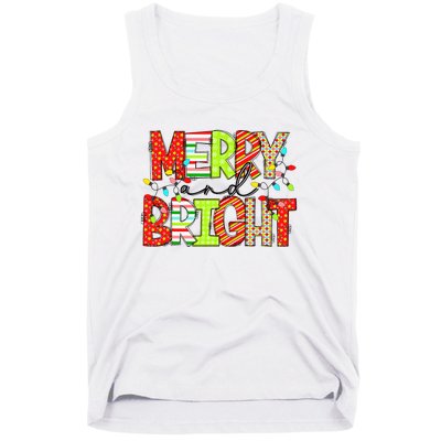 Cute Merry And Bright Christmas Lights Funny Xmas Women Tank Top