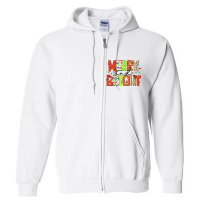 Cute Merry And Bright Christmas Lights Funny Xmas Women Full Zip Hoodie