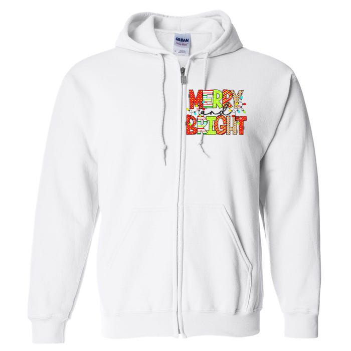 Cute Merry And Bright Christmas Lights Funny Xmas Women Full Zip Hoodie