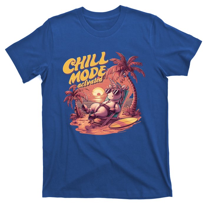 Chill Mode Activated Funny Unicorn Vacay Mode On Beach Vibe Gift T-Shirt