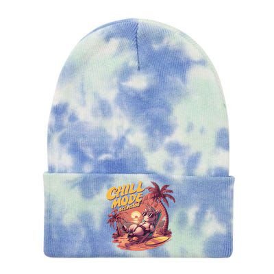 Chill Mode Activated Funny Unicorn Vacay Mode On Beach Vibe Gift Tie Dye 12in Knit Beanie