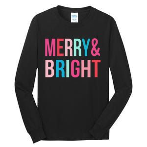 Colorful Merry And Bright Christmas Holiday Tall Long Sleeve T-Shirt