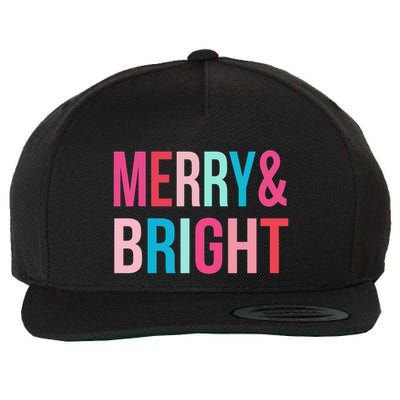 Colorful Merry And Bright Christmas Holiday Wool Snapback Cap