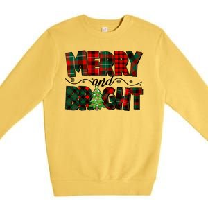 Christmas Merry And Bright Red And Green Patterns Premium Crewneck Sweatshirt