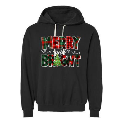 Christmas Merry And Bright Red And Green Patterns Garment-Dyed Fleece Hoodie