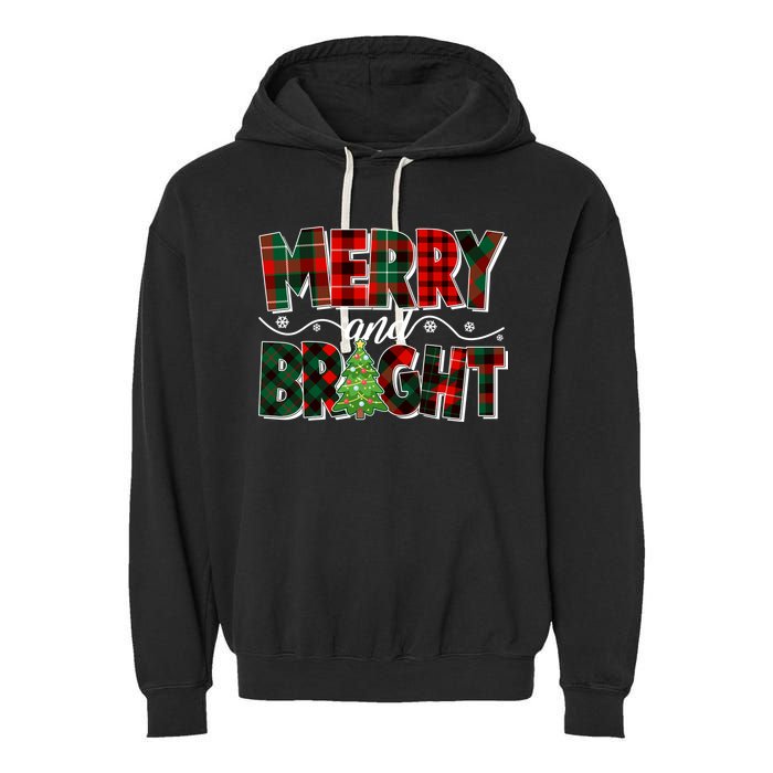Christmas Merry And Bright Red And Green Patterns Garment-Dyed Fleece Hoodie