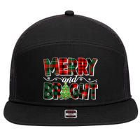 Christmas Merry And Bright Red And Green Patterns 7 Panel Mesh Trucker Snapback Hat