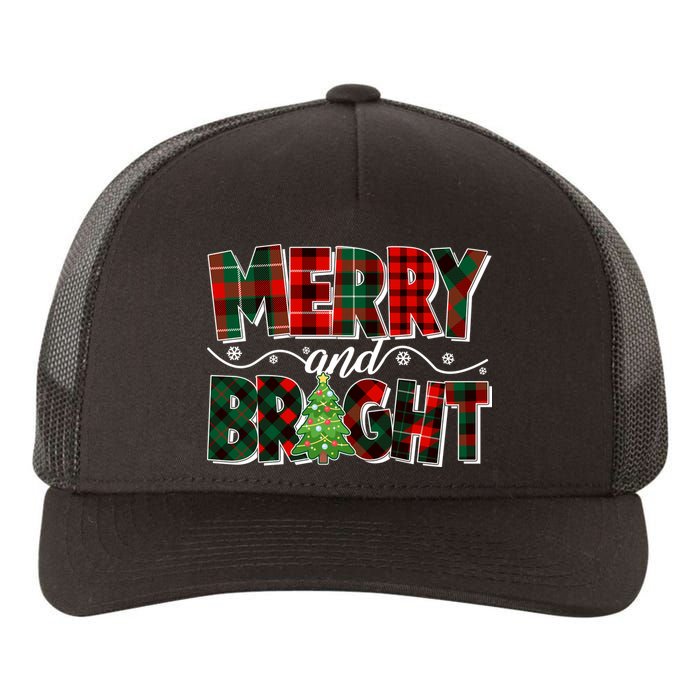 Christmas Merry And Bright Red And Green Patterns Yupoong Adult 5-Panel Trucker Hat