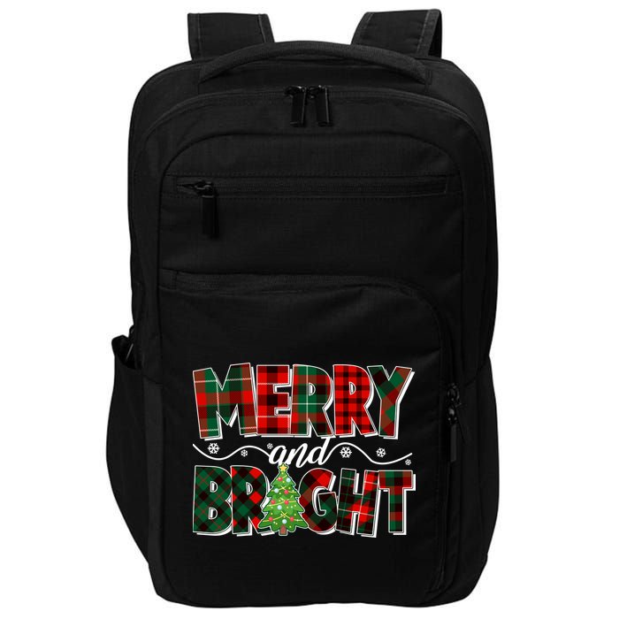 Christmas Merry And Bright Red And Green Patterns Impact Tech Backpack
