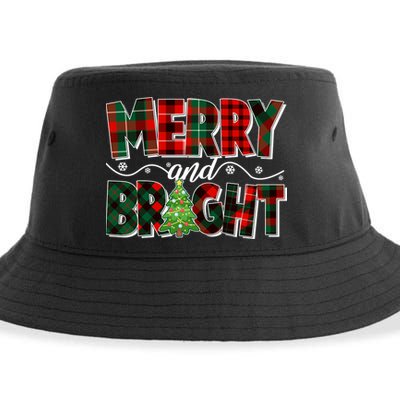 Christmas Merry And Bright Red And Green Patterns Sustainable Bucket Hat