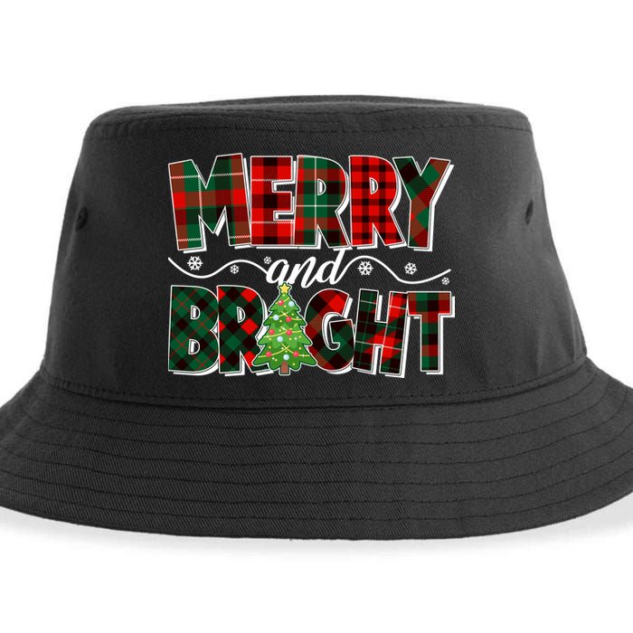 Christmas Merry And Bright Red And Green Patterns Sustainable Bucket Hat