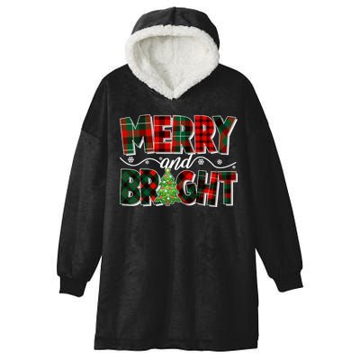 Christmas Merry And Bright Red And Green Patterns Hooded Wearable Blanket