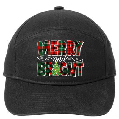 Christmas Merry And Bright Red And Green Patterns 7-Panel Snapback Hat