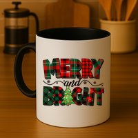 Christmas Merry And Bright Red And Green Patterns Mug