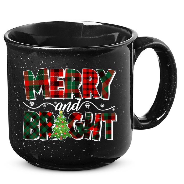 Christmas Merry And Bright Red And Green Patterns 15oz Campfire Ceramic Mug