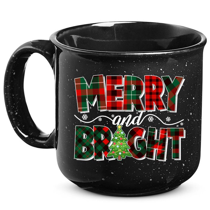 Christmas Merry And Bright Red And Green Patterns 15oz Campfire Ceramic Mug