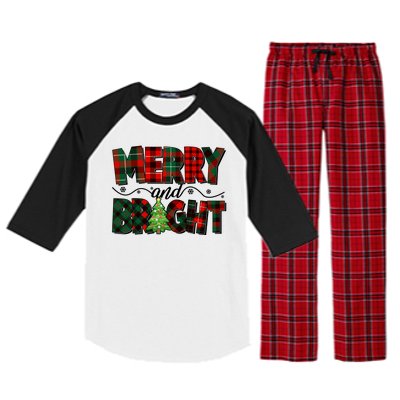 Christmas Merry And Bright Red And Green Patterns Raglan Sleeve Pajama Set